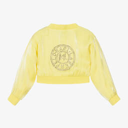 KARL LAGERFELD KIDS-Girls Yellow Rhinestone Bomber Jacket | Childrensalon Outlet