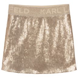 KARL LAGERFELD KIDS-Gold Sequin Mini Skirt | Childrensalon Outlet