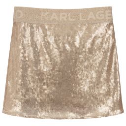 KARL LAGERFELD KIDS-Gold Sequin Mini Skirt | Childrensalon Outlet