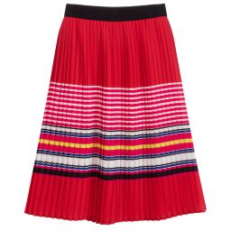KARL LAGERFELD KIDS-Red Pleated Crêpe Skirt | Childrensalon Outlet