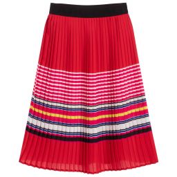 KARL LAGERFELD KIDS-Red Pleated Crêpe Skirt | Childrensalon Outlet
