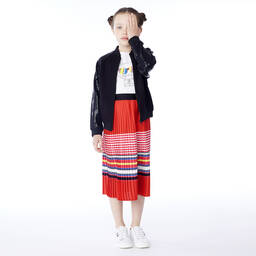 KARL LAGERFELD KIDS-Red Pleated Crêpe Skirt | Childrensalon Outlet
