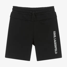 كارل لاغرفيلد كيدز-شورت برمودا قطن عضوي جيرسي لون أسود | Childrensalon Outlet