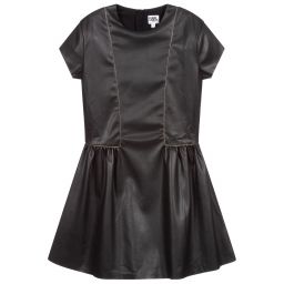 KARL LAGERFELD KIDS-Teen Black Faux Leather Dress | Childrensalon Outlet