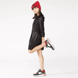 KARL LAGERFELD KIDS-Teen Black Faux Leather Dress | Childrensalon Outlet
