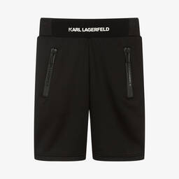 KARL LAGERFELD KIDS-Teen Boys Black Jersey Logo Shorts | Childrensalon Outlet