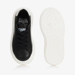 KARL LAGERFELD KIDS-Teen Boys Black Leather Lace-Up Trainers | Childrensalon Outlet