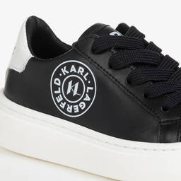 KARL LAGERFELD KIDS-Teen Boys Black Leather Lace-Up Trainers | Childrensalon Outlet