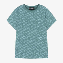 KARL LAGERFELD KIDS-Голубая хлопковая футболка | Childrensalon Outlet