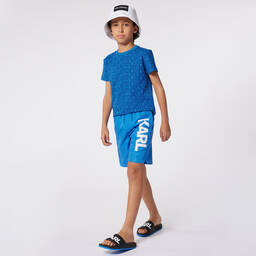KARL LAGERFELD KIDS-Teen Boys Blue Cotton T-Shirt | Childrensalon Outlet