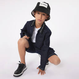 KARL LAGERFELD KIDS-Teen Boys Dark Blue Denim Shorts | Childrensalon Outlet