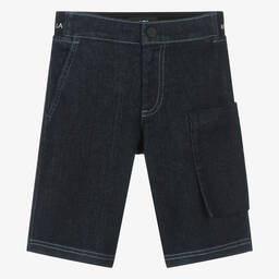 KARL LAGERFELD KIDS-Teen Boys Dark Blue Denim Shorts | Childrensalon Outlet