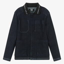 KARL LAGERFELD KIDS-Teen Boys Dark Blue Zip-Up Denim Jacket | Childrensalon Outlet