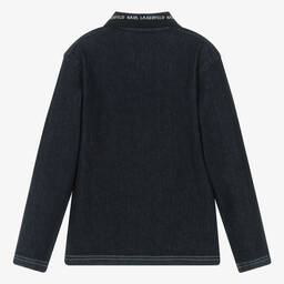 KARL LAGERFELD KIDS-Teen Boys Dark Blue Zip-Up Denim Jacket | Childrensalon Outlet