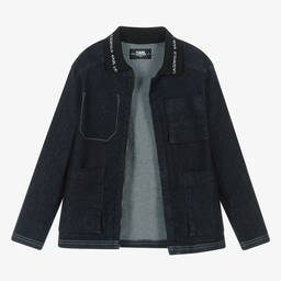 KARL LAGERFELD KIDS-Teen Boys Dark Blue Zip-Up Denim Jacket | Childrensalon Outlet
