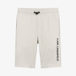 KARL LAGERFELD KIDS-شورت تينز ولادي جيرسي لون بيج فاتح | Childrensalon Outlet