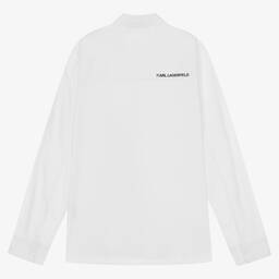 KARL LAGERFELD KIDS-Белая хлопковая рубашка с надписью | Childrensalon Outlet