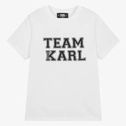 KARL LAGERFELD KIDS-Teen Boys White Cotton Team Karl T-Shirt | Childrensalon Outlet