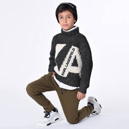 KARL LAGERFELD KIDS-Белые кожаные кроссовки на шнуровке | Childrensalon Outlet