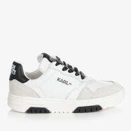 KARL LAGERFELD KIDS-Белые кожаные кроссовки на шнуровке | Childrensalon Outlet