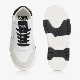 KARL LAGERFELD KIDS-Белые кожаные кроссовки на шнуровке | Childrensalon Outlet