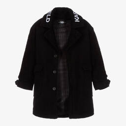 KARL LAGERFELD KIDS-Teen Girls Black Embroidered Coat | Childrensalon Outlet