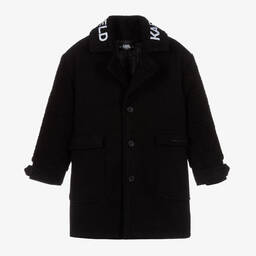 KARL LAGERFELD KIDS-Teen Girls Black Embroidered Coat | Childrensalon Outlet