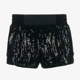 KARL LAGERFELD KIDS-Teen Girls Black Sequin Karl Ikonik Shorts | Childrensalon Outlet