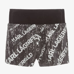 KARL LAGERFELD KIDS-Черные шорты с пайетками | Childrensalon Outlet