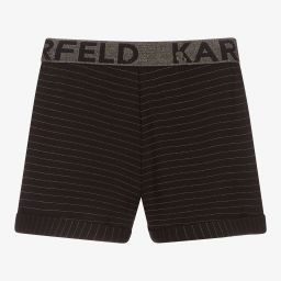 KARL LAGERFELD KIDS-شورت تينز بناتي ميلانو جيرسي مقلم لون أسود | Childrensalon Outlet