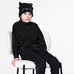 KARL LAGERFELD KIDS-Teen Girls Black Studded Sweatshirt | Childrensalon Outlet