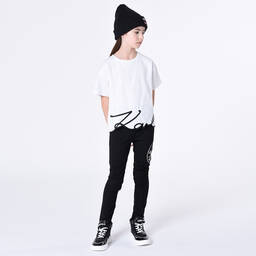 KARL LAGERFELD KIDS-Teen Girls Black Viscose Joggers | Childrensalon Outlet
