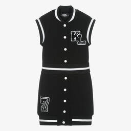 KARL LAGERFELD KIDS-Teen Girls Black & White Varsity Dress | Childrensalon Outlet