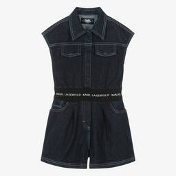 KARL LAGERFELD KIDS-Teen Girls Dark Blue Denim Playsuit | Childrensalon Outlet