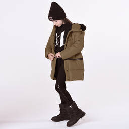 KARL LAGERFELD KIDS-Teen Girls Green 2-in-1 Puffer Coat | Childrensalon Outlet