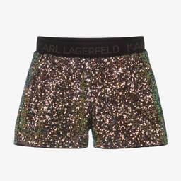 KARL LAGERFELD KIDS-Teen Girls Green Sequin Shorts | Childrensalon Outlet