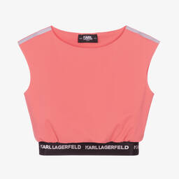 KARL LAGERFELD KIDS-Teen Girls Orange Jersey Sporty Top | Childrensalon Outlet