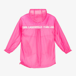 KARL LAGERFELD KIDS-Teen Girls Pink Logo Windbreaker Coat | Childrensalon Outlet