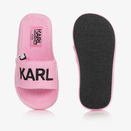 KARL LAGERFELD KIDS-Розовые махровые шлепанцы | Childrensalon Outlet
