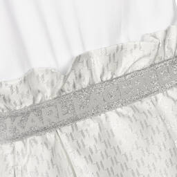 KARL LAGERFELD KIDS-Teen Girls White Cotton & Jacquard Dress | Childrensalon Outlet