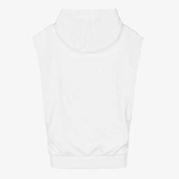 KARL LAGERFELD KIDS-فستان هودي تينز بناتي فيسكوز جيرسي لون أبيض | Childrensalon Outlet