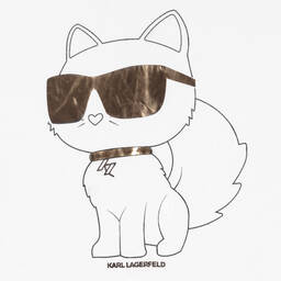 KARL LAGERFELD KIDS-فستان هودي تينز بناتي فيسكوز جيرسي لون أبيض | Childrensalon Outlet