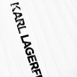 KARL LAGERFELD KIDS-Teen Girls White Pleated Logo Dress | Childrensalon Outlet