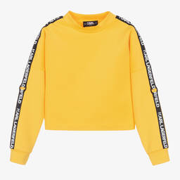 KARL LAGERFELD KIDS-Желтый топ из джерси с логотипной лентой | Childrensalon Outlet
