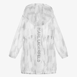 KARL LAGERFELD KIDS-Teen White Hooded Coat | Childrensalon Outlet