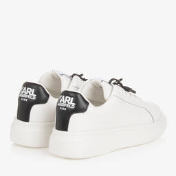 KARL LAGERFELD KIDS-Teen White Leather Lace-Up Trainers | Childrensalon Outlet