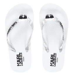 KARL LAGERFELD KIDS-White Choupette Flip-Flops | Childrensalon Outlet