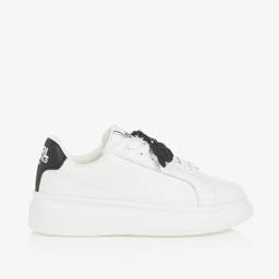 KARL LAGERFELD KIDS-White Leather Lace-Up Trainers | Childrensalon Outlet
