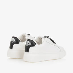 KARL LAGERFELD KIDS-White Leather Lace-Up Trainers | Childrensalon Outlet