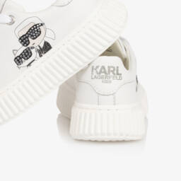 KARL LAGERFELD KIDS-White Luxurious Leather Sneakers for Girls | Childrensalon Outlet